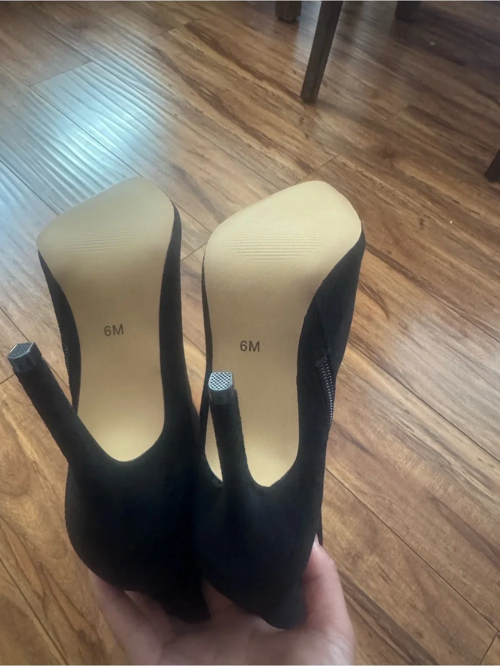 New NIB Neiman Marcus black faux suede tall boots featuring a pointed toe Sz 6